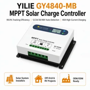 12V/24V 20A/30A/40A MPPT Solar Charge Controller with Lithium Activation, RS485 Modbus and Temperature Compensation